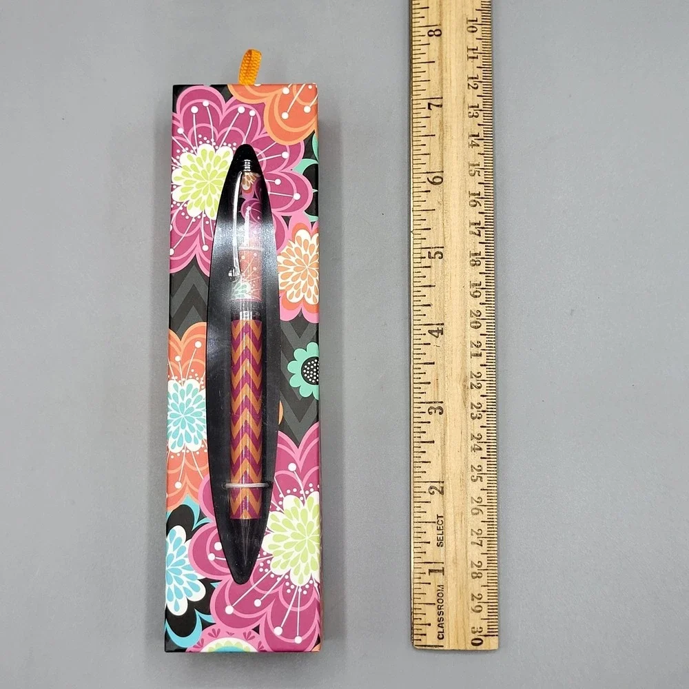 Vera Bradley Ballpoint Pen Ziggy Zinnia Floral Chevron Black Ink 11002-163 Pink